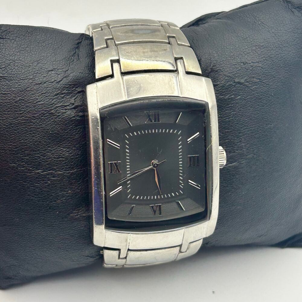 Merona FMDM220 Silver Tone Black Dial Men’s Watch Working New Battery